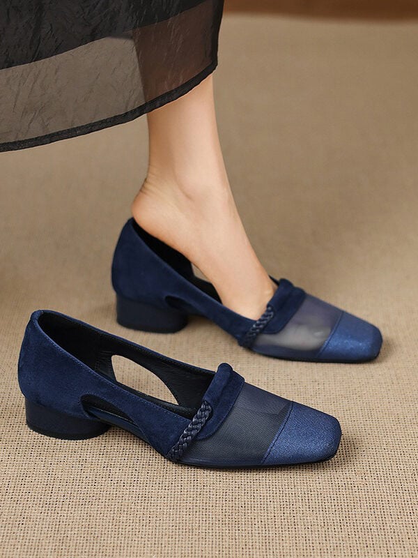 CHIKO Elaina Square Toe Block Heels Pumps Shoes