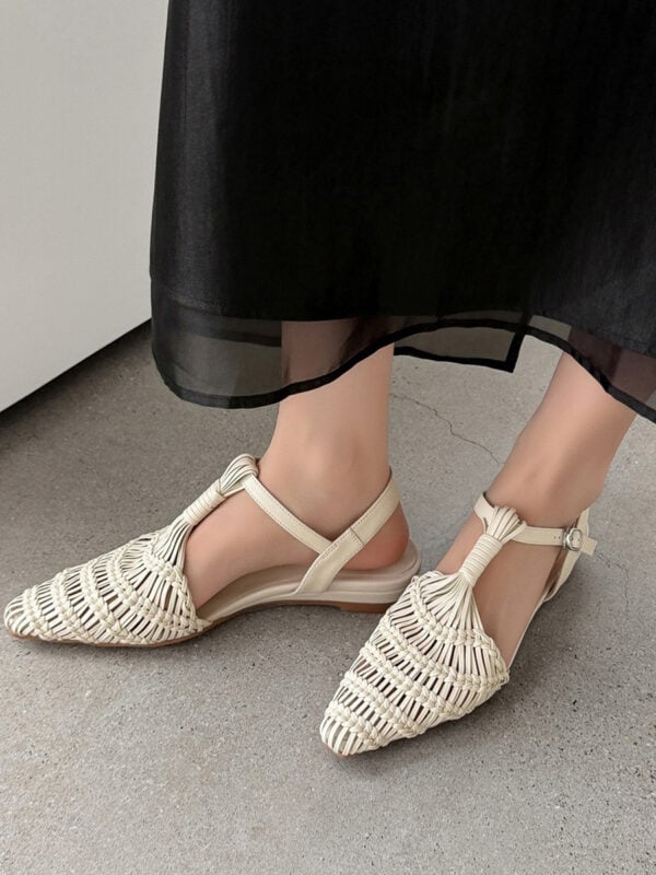 CHIKO Em Pointy Toe Wedge T-Strap Shoes