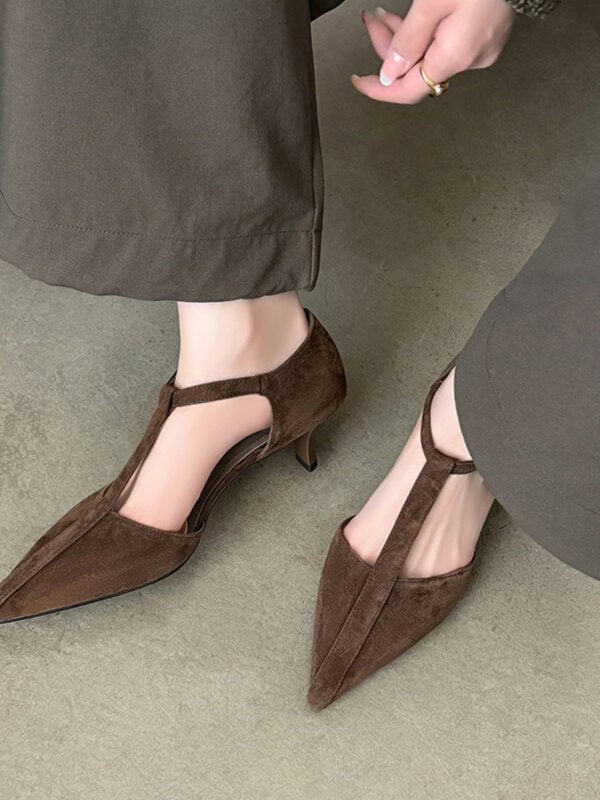CHIKO Elvira Pointy Toe Kitten Heels T-Strap Shoes