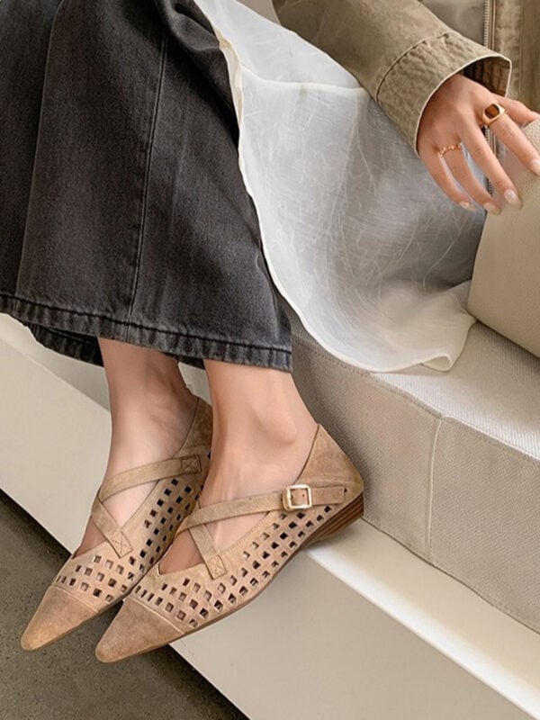 CHIKO Elsi Pointy Toe Block Heels Mary Jane Flats