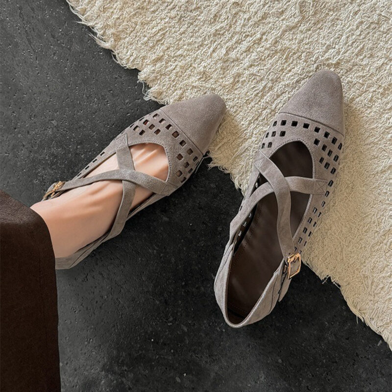 CHIKO Elsi Pointy Toe Block Heels Mary Jane Flats