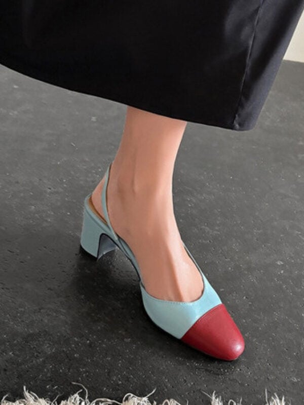 CHIKO Emelia Round Toe Block Heels Slingback Shoes