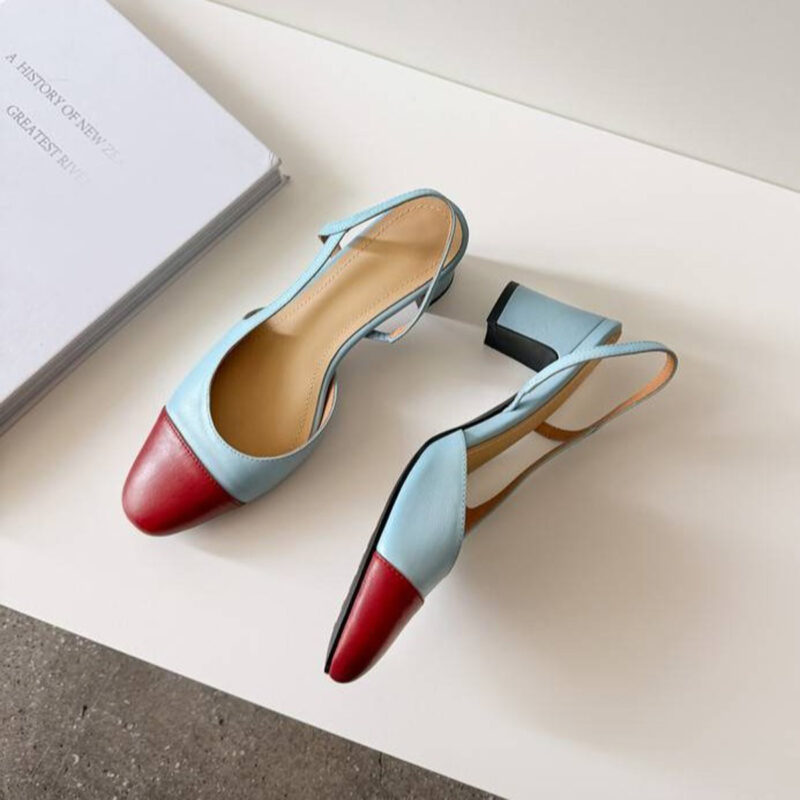 2606SQ3077-4707-5 CHIKO Emelia Round Toe Block Heels Slingback Shoes