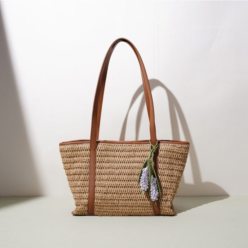 2606XL-XJ2118A-1 CHIKO Woven Straw Tote Bag with Leather Straps