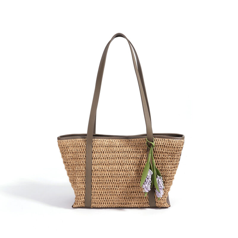2606XL-XJ2118A-3 CHIKO Woven Straw Tote Bag with Leather Straps