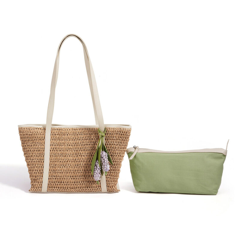 2606XL-XJ2118A-4 CHIKO Woven Straw Tote Bag with Leather Straps