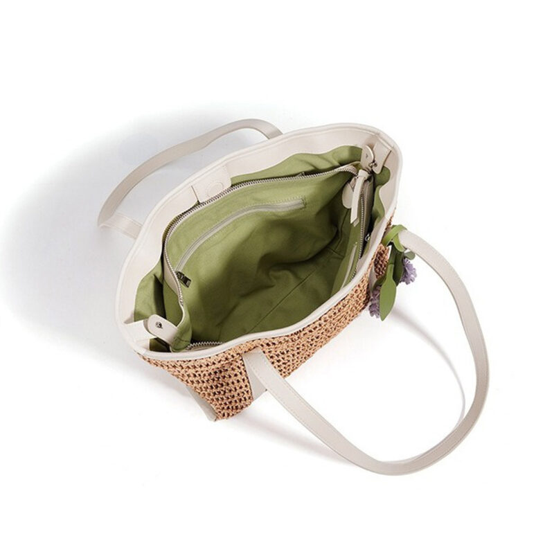 2606XL-XJ2118A-6 CHIKO Woven Straw Tote Bag with Leather Straps