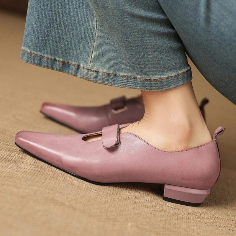CHIKO Erinn Pointy Toe Block Heels Mary Jane Shoes