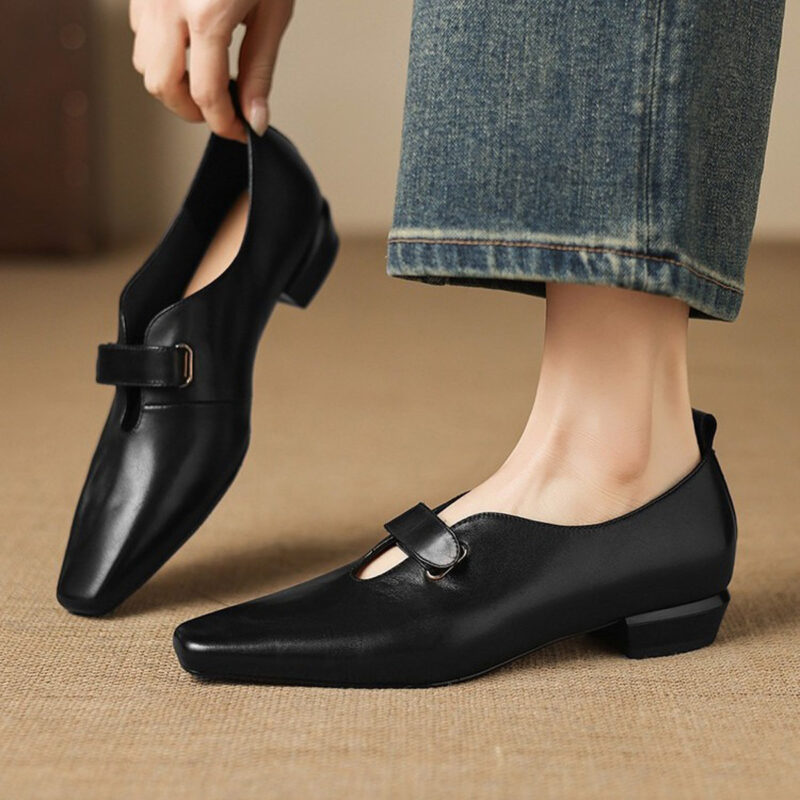 CHIKO Erinn Pointy Toe Block Heels Mary Jane Shoes