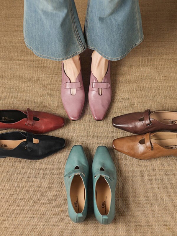 CHIKO Erinn Pointy Toe Block Heels Mary Jane Shoes