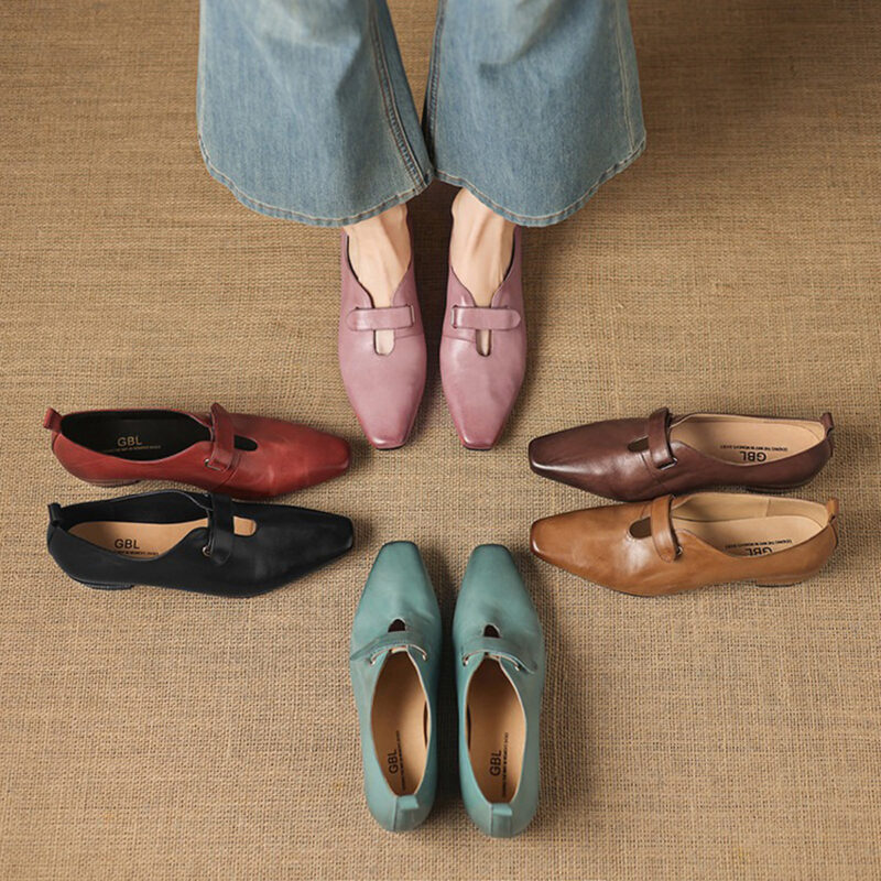 CHIKO Erinn Pointy Toe Block Heels Mary Jane Shoes