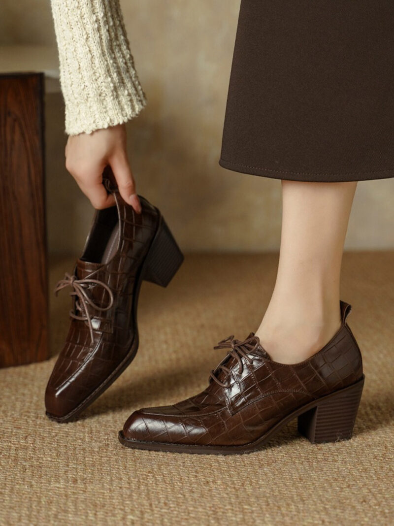 2608BLH31122-2 CHIKO Florie Pointy Toe Block Heels Oxfords Shoes
