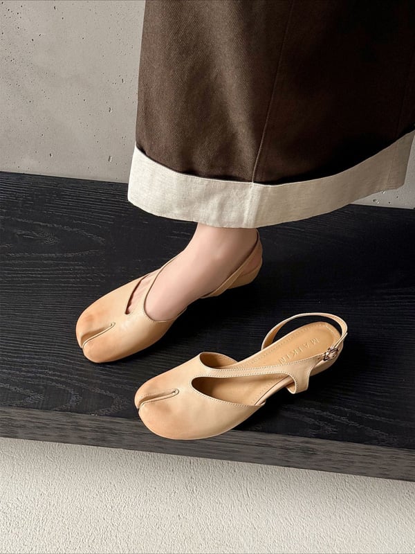 CHIKO Fawn Round Toe Wedge Slingback Shoes, Tabi Shoes