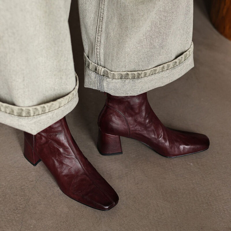 2608TD0203-1 CHIKO Francyne Square Toe Block Heels Ankle Boots