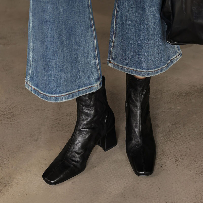 2608TD0203-3 CHIKO Francyne Square Toe Block Heels Ankle Boots