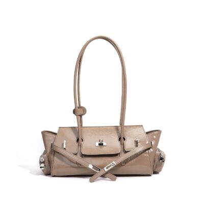 CHIKO Gail Modern East-West Leather Shoulder Bag with Turn-Lock Closure