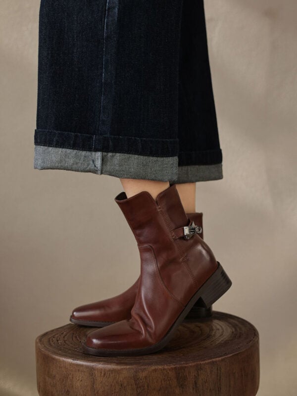 CHIKO Germaine Square Toe Block Heels Ankle Boots