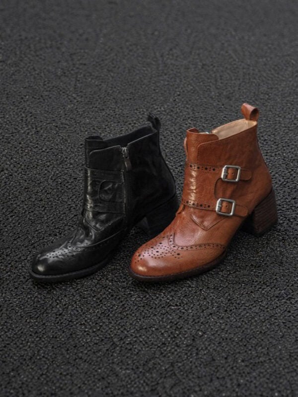 CHIKO Georgiamay Round Toe Block Heels Ankle Boots