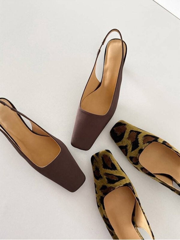 CHIKO Georgena Square Toe Kitten Heels Slingback Shoes