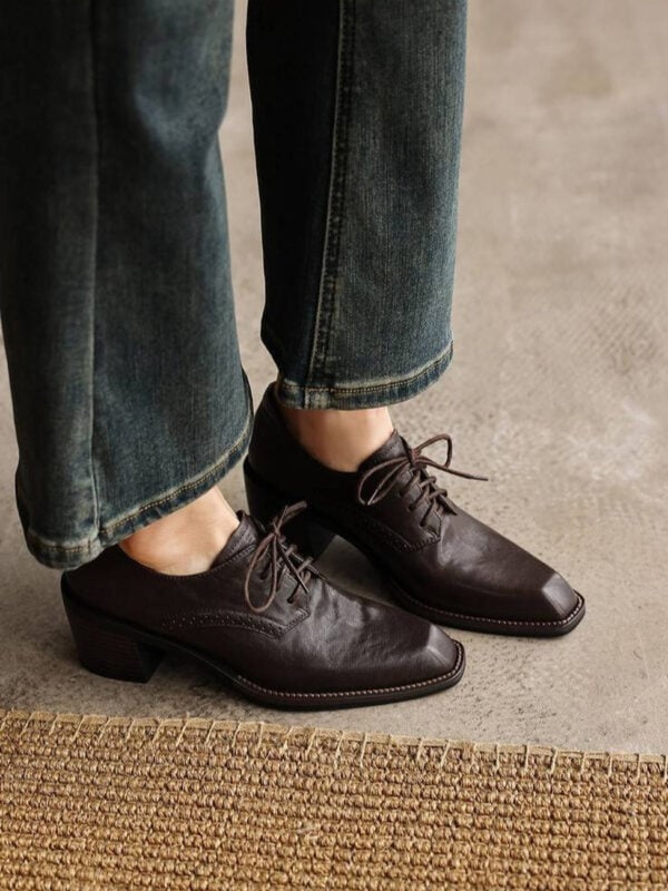CHIKO Gerhardine Pointy Toe Block Heels Oxfords Shoes